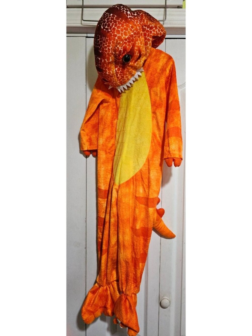 Orange Dinosaur Costume 3T Plush Dino Feet Paws Hood Paws Claws Halloween